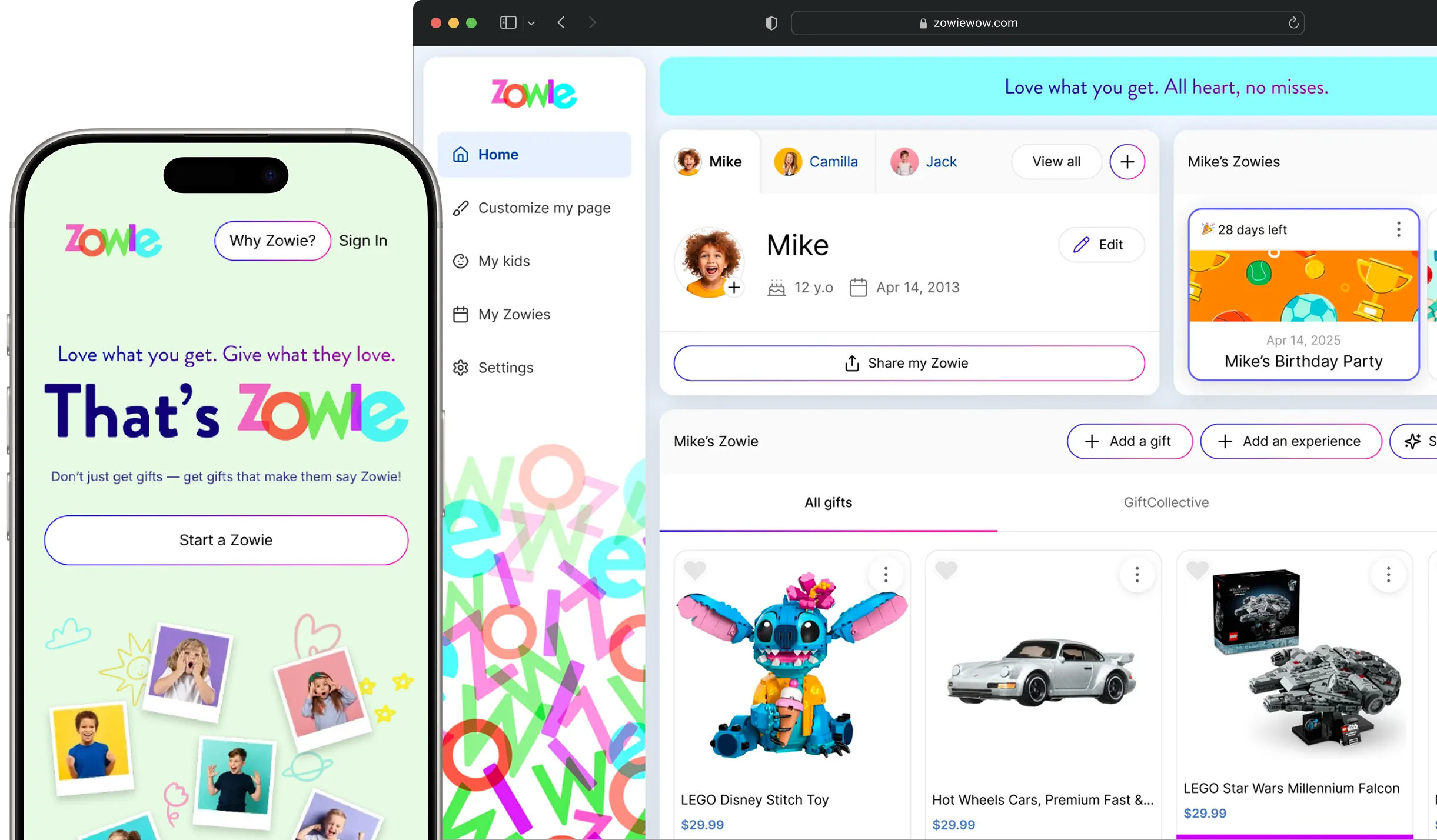 Screenshots from Zowie website