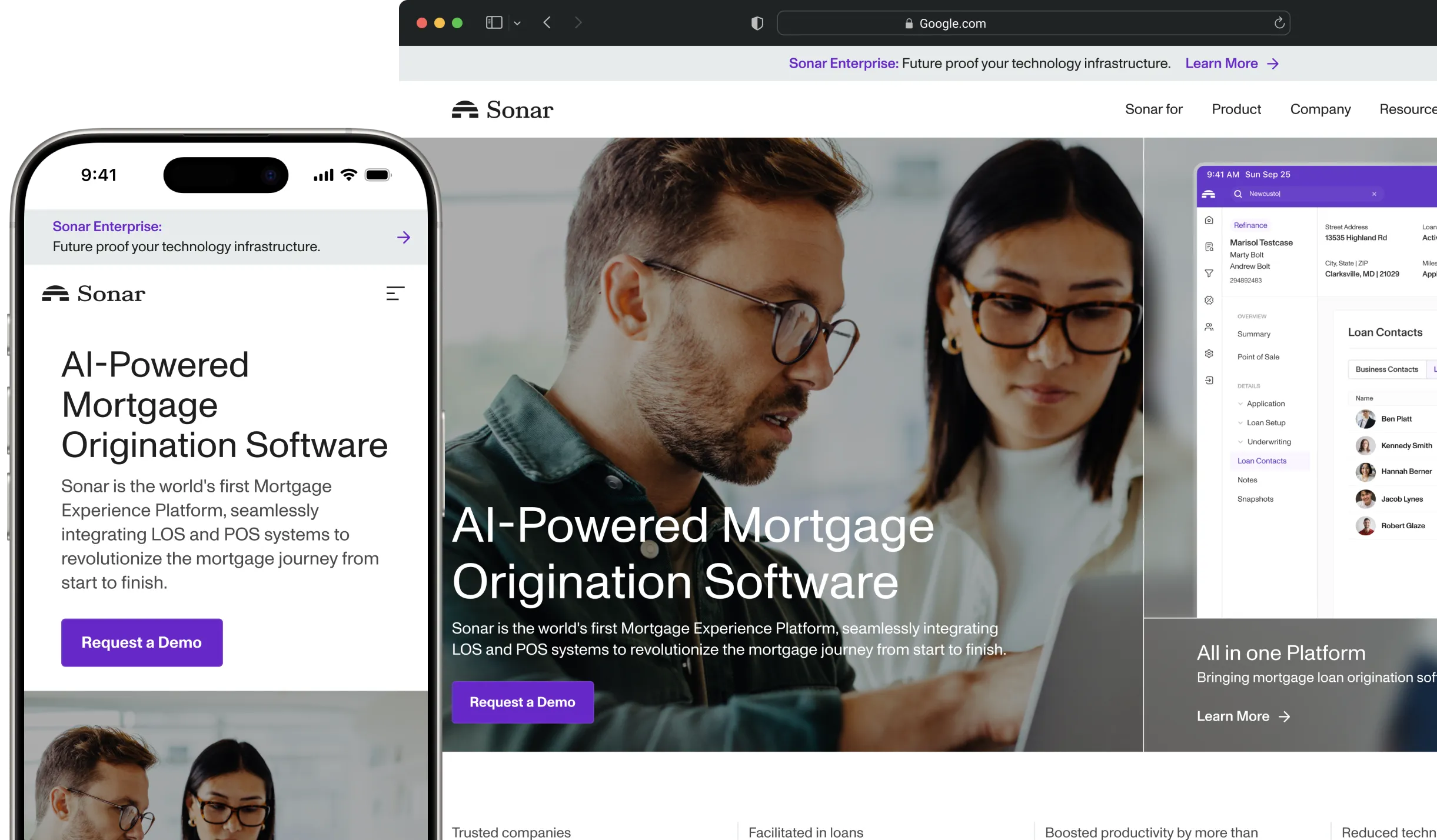 Screenshots from Sonar website